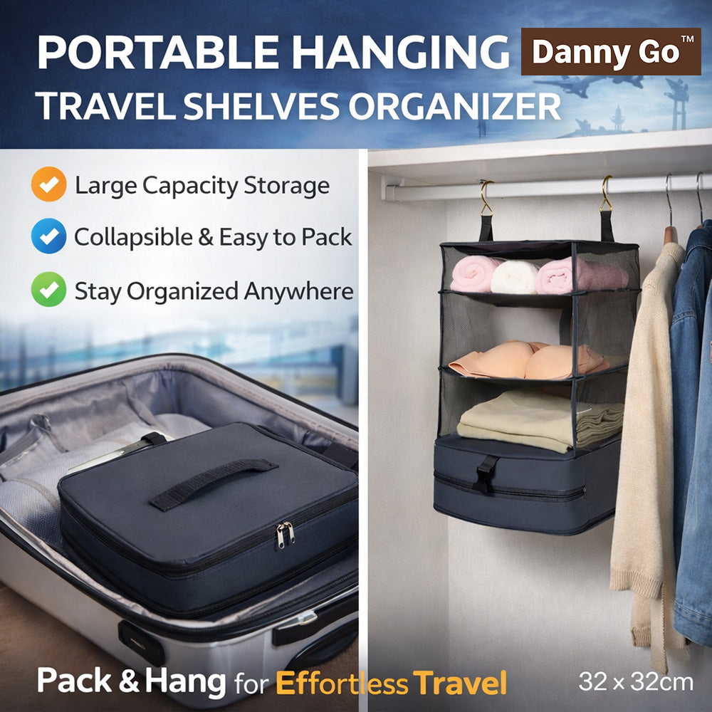Danny Go Portable Hanging Travel Shelves Organizer