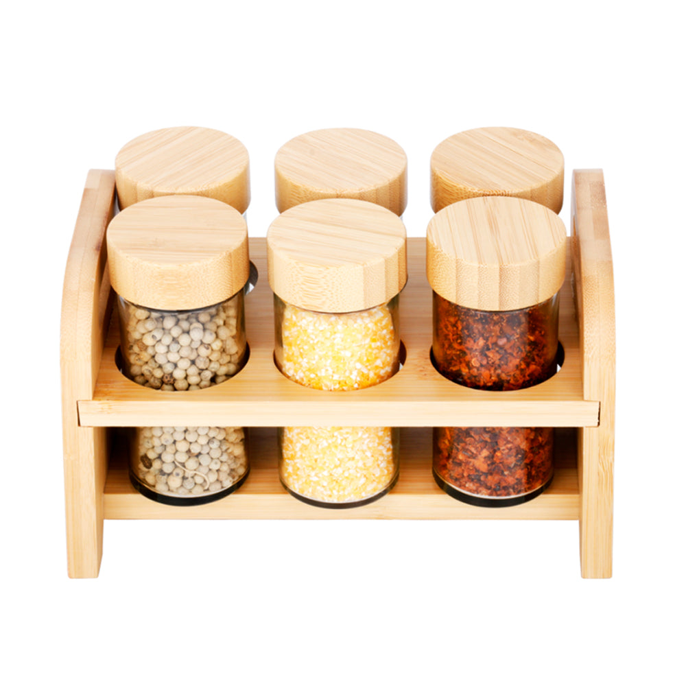 6-Jar Seasoning Bottle Set With Wood Base Holder HF-11