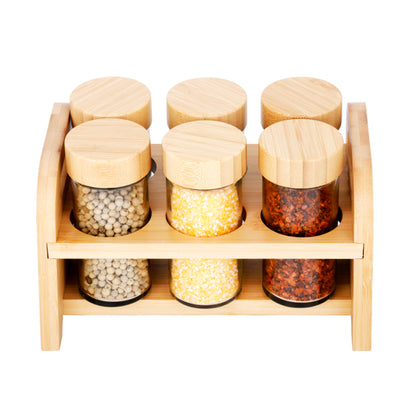 6-Jar Seasoning Bottle Set With Wood Base Holder HF-11