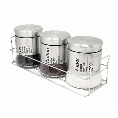 3-Pcs Stainless Steel Glass Seasoning Rack Set – 400ml #CB-TWJ16