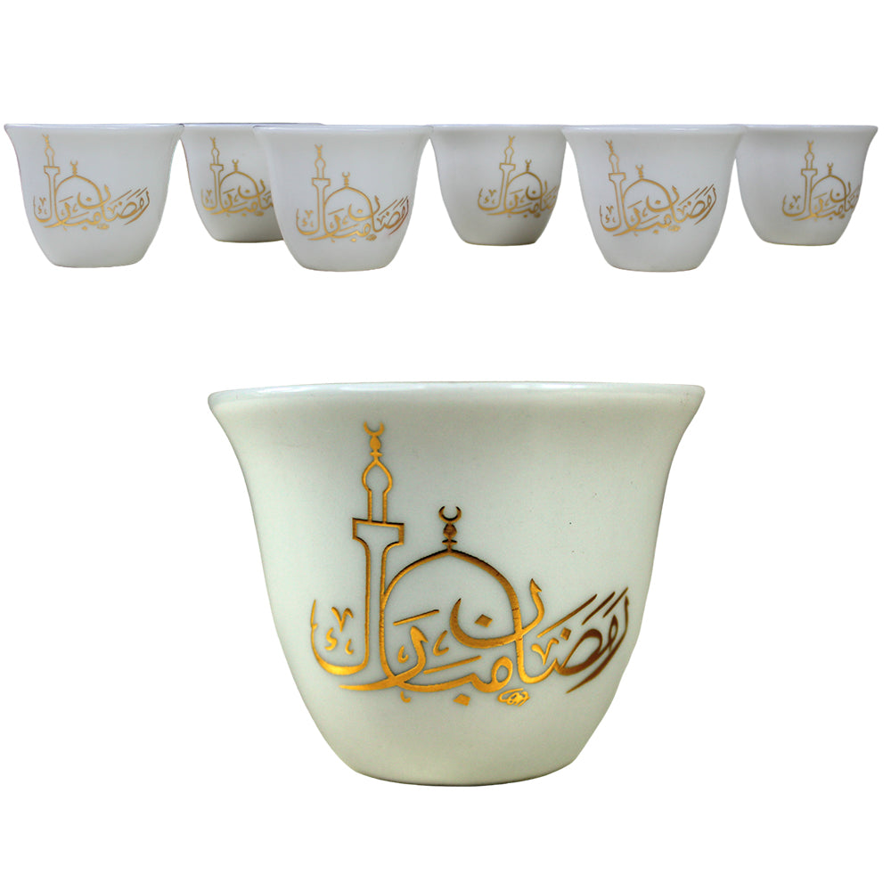 Ramadan Mubarak, 6-Pieces Ceramic Coffee Cup Set