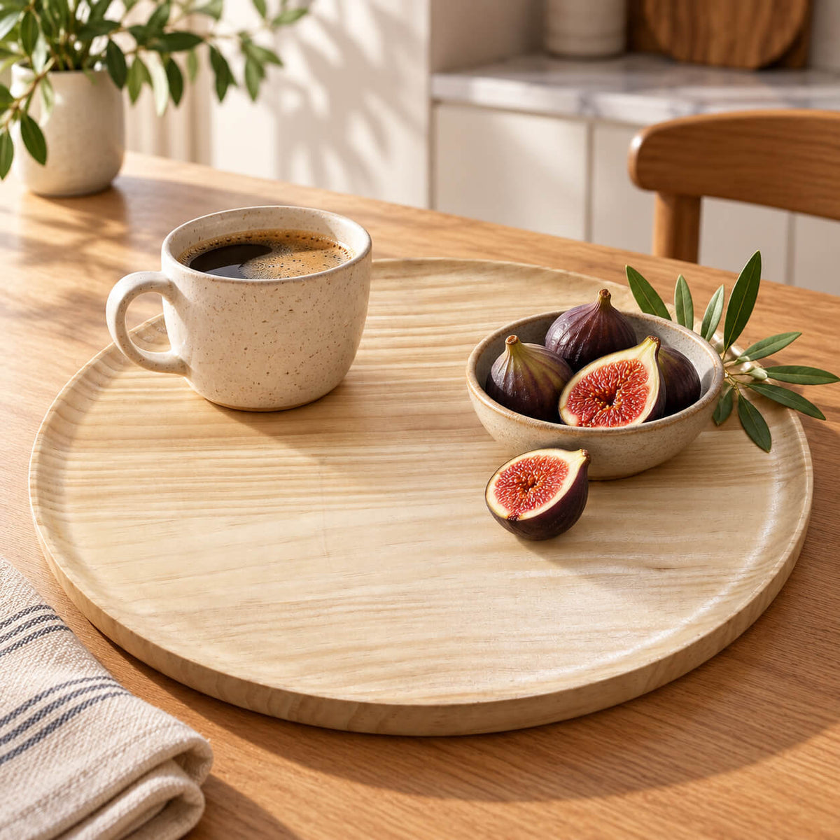 Christmas Round Wooden Serving Tray – 40 cm