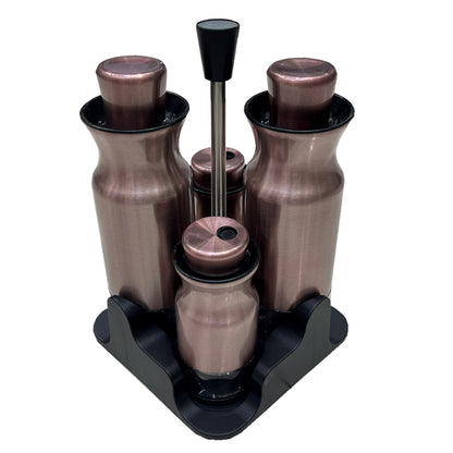 4-Pieces Stainless Steel Salt and Pepper Shakers+Oil and Vinegar Cruets