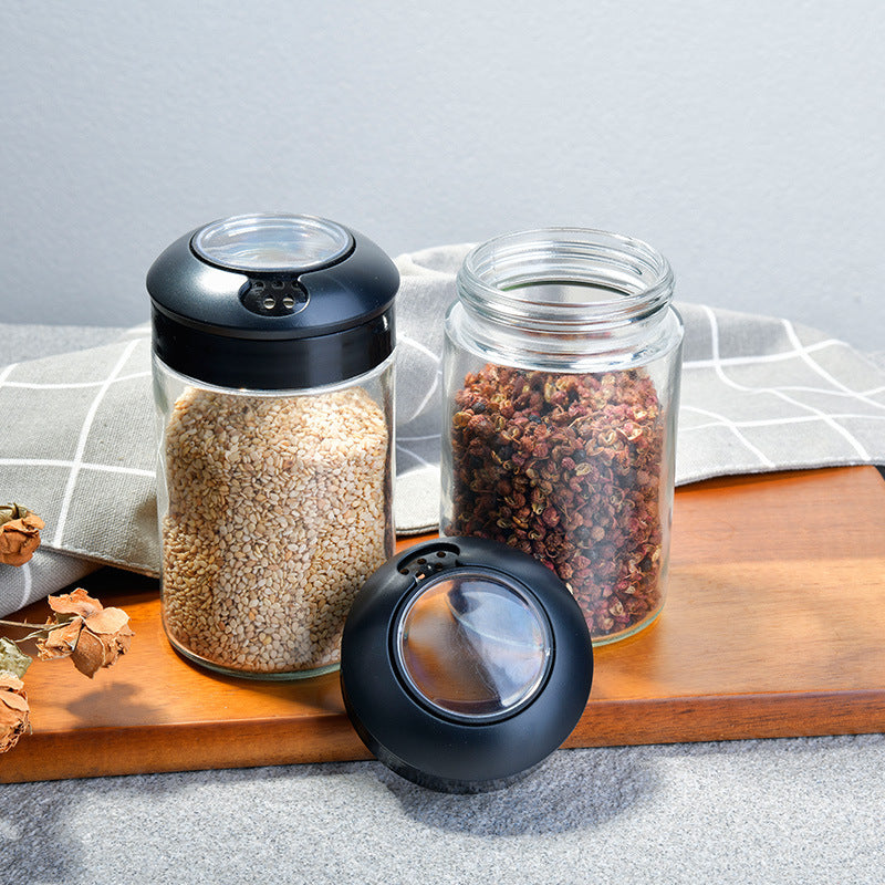 Multifunctional Glass With Stainless Steel Salt, Spice Jar