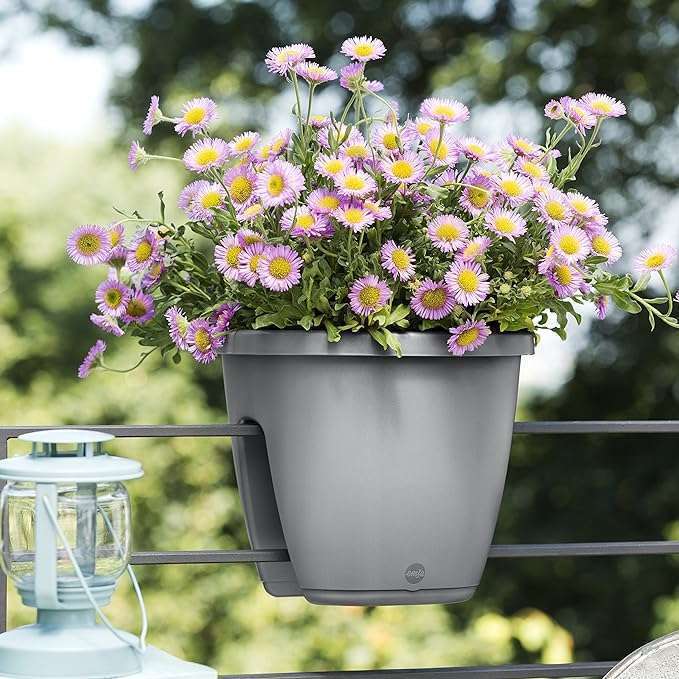Emsa Railing Pot for the Balcony - self-watering system - Granite-515016