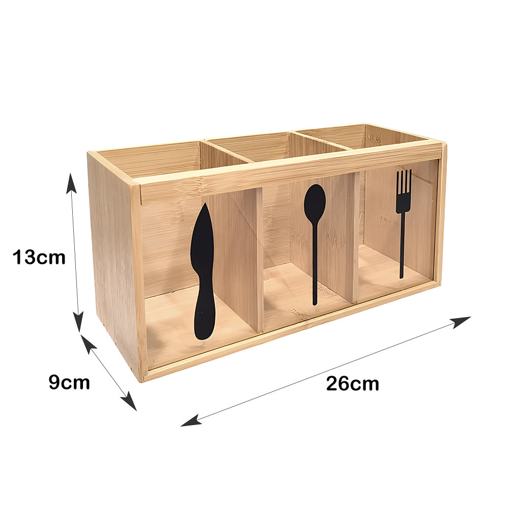 Bamboo Utensil Holder – 3 Section