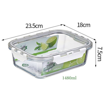 1480ml Borosilicate Rectangle Glass Food Storage Container With Microwave, Freezer & Dishwasher Safe NFH-77841