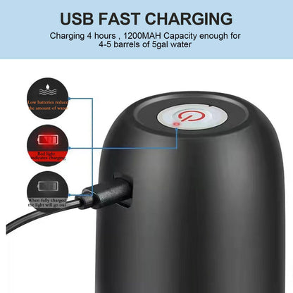4W 1200mAh DC-5V High Power Water Pump Dispenser With 304 Stainless Steel Hose MX-808 (L16 x W6.5 x H14)cm – Black