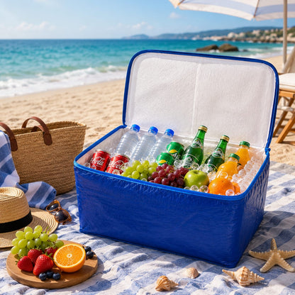 Large Insulated Cooler Bag 56x35x28cm | Leakproof Thermal Food & Beverage Storage Bag