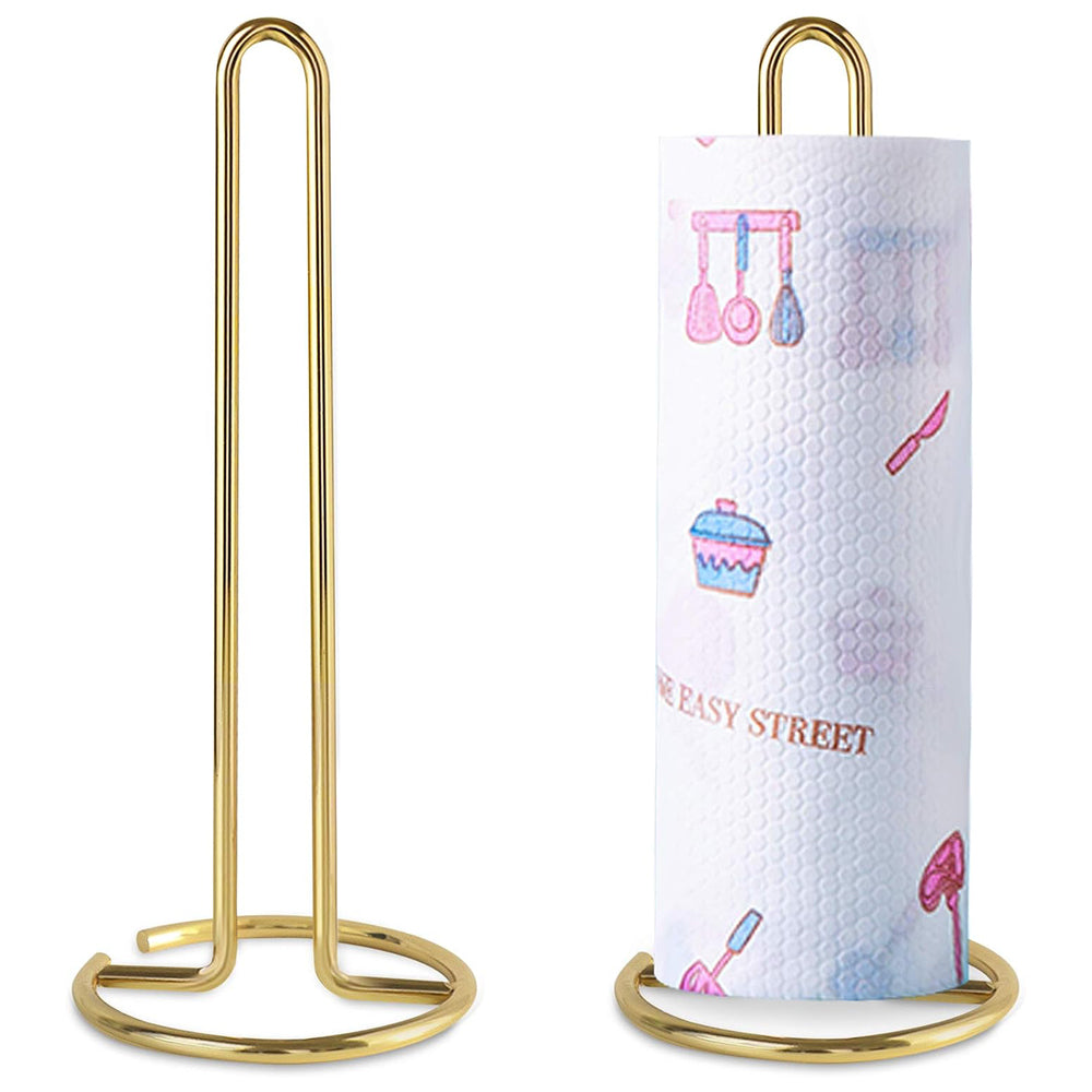 Tissue Holder Standing Rack with Weighted Base for Kitchen Counter top, Gold