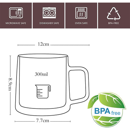 300ml 2-Pcs Danny Home High-Quality Clear Glass Mug Set