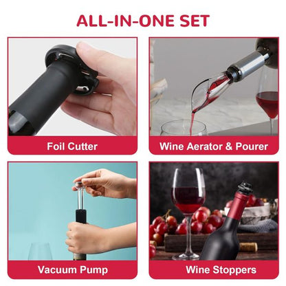 Rechargeable Stainless Electric Wine Opener Set