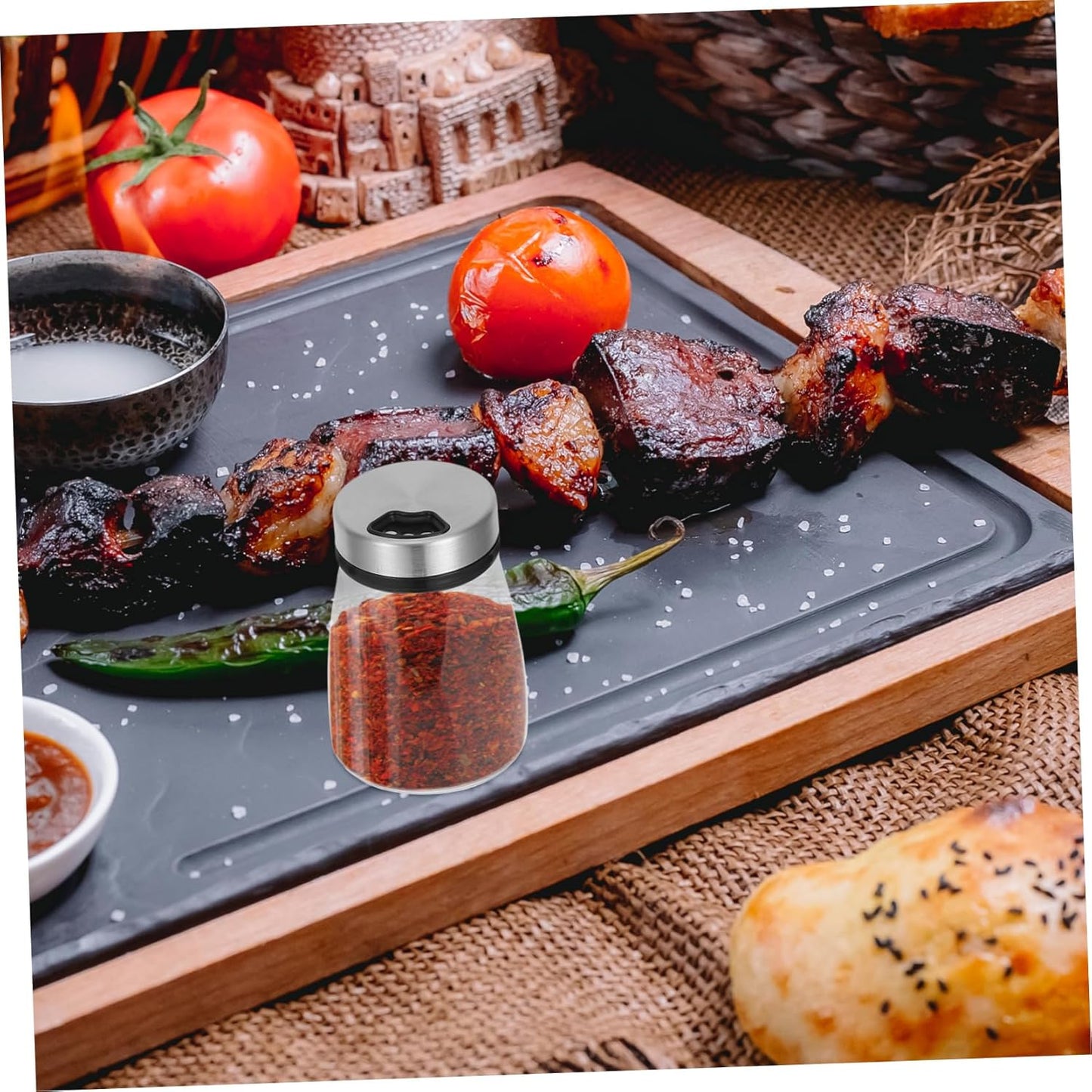 Danny Home 3-Pcs Spices & Salt Glass Jar With Stainless steel lid 250ml