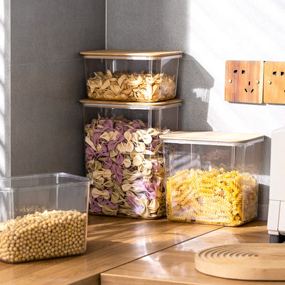 Large Capacity Plastic Food Storage Containers with Bamboo Lid