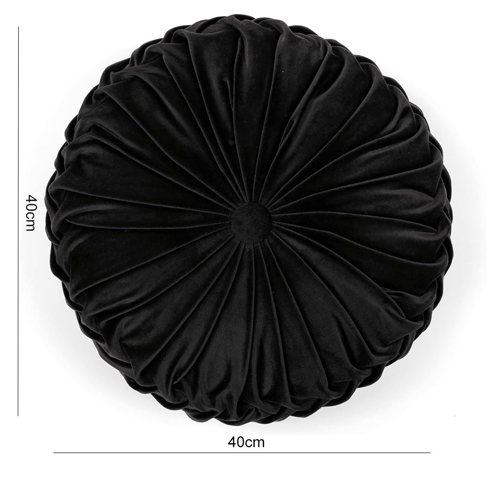 Danny Home 40-cm Round Sofa Cushion Black Color Velvet Home Decor