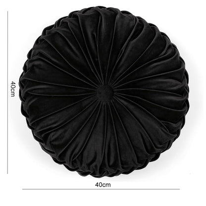 Danny Home 40-cm Round Sofa Cushion Black Color Velvet Home Decor