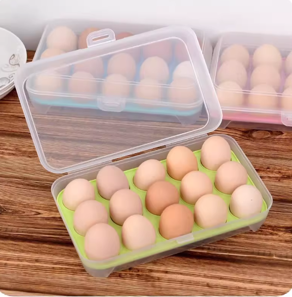 Egg Container for Refrigerator 15-Grid Egg Storage Box