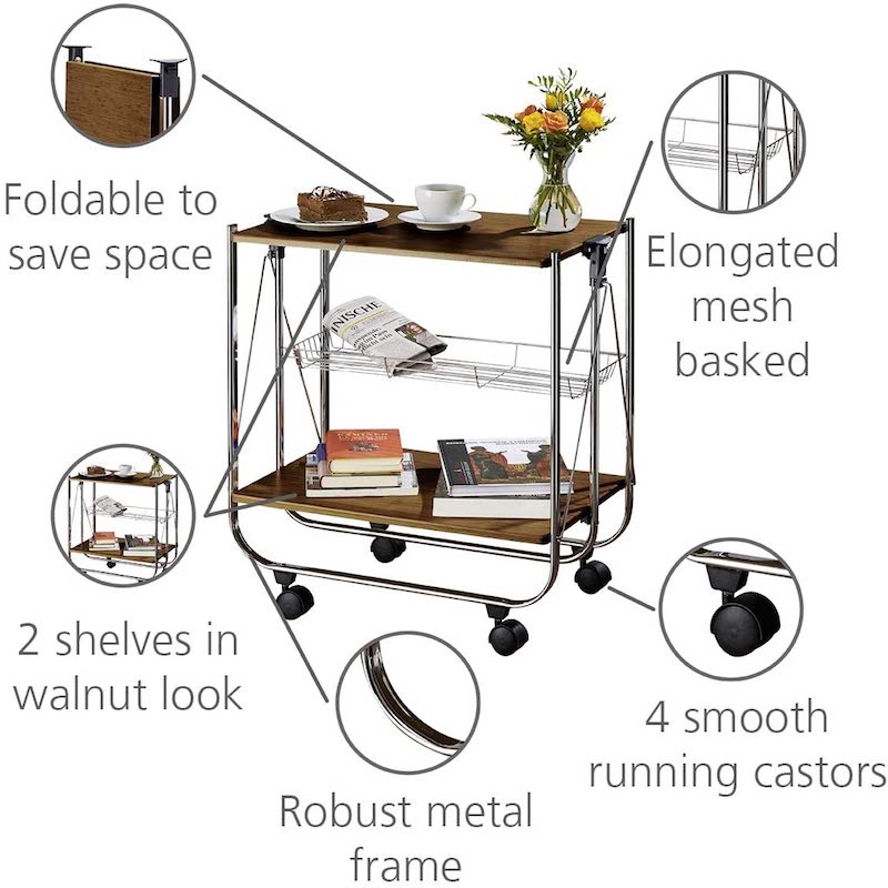 Wenko dinett serving trolley deluxe walnut