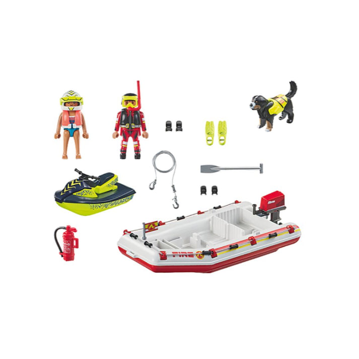 Playmobil City Action Inflatable Fire Boat With Marine Scooter 71464