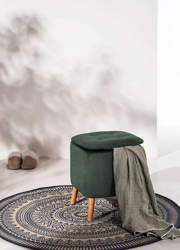 Velvet Green Stool With Storage by Wenko