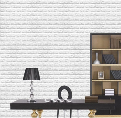 Brick,3D Foam Wall Sticker White977 x 70 x 0.6 cm)