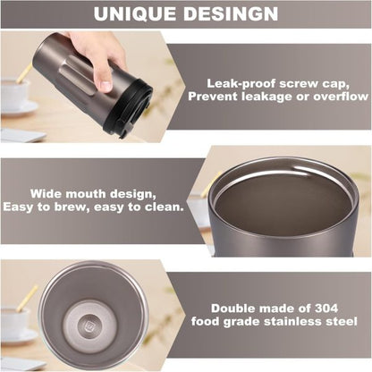 Double Layer Stainless Steel Coffee Mug With Handle 500ml