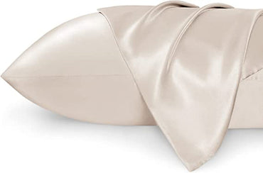 Silk Pure - Pillow Cover Beige 2 Pieces Buckle Curly Hair - Zippered