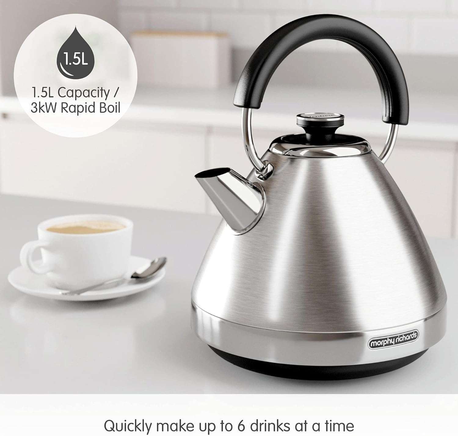 Venture Pyramid Kettle - Brushed Stainless -1.5L by Morphy Richards