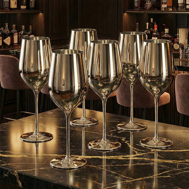 6-Pcs Elegant & Smooth Beverages Wine Glass – Silver 360ml #3075