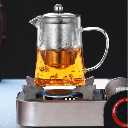 Transparent Glass Teapot with Stainless Steel Infuser
