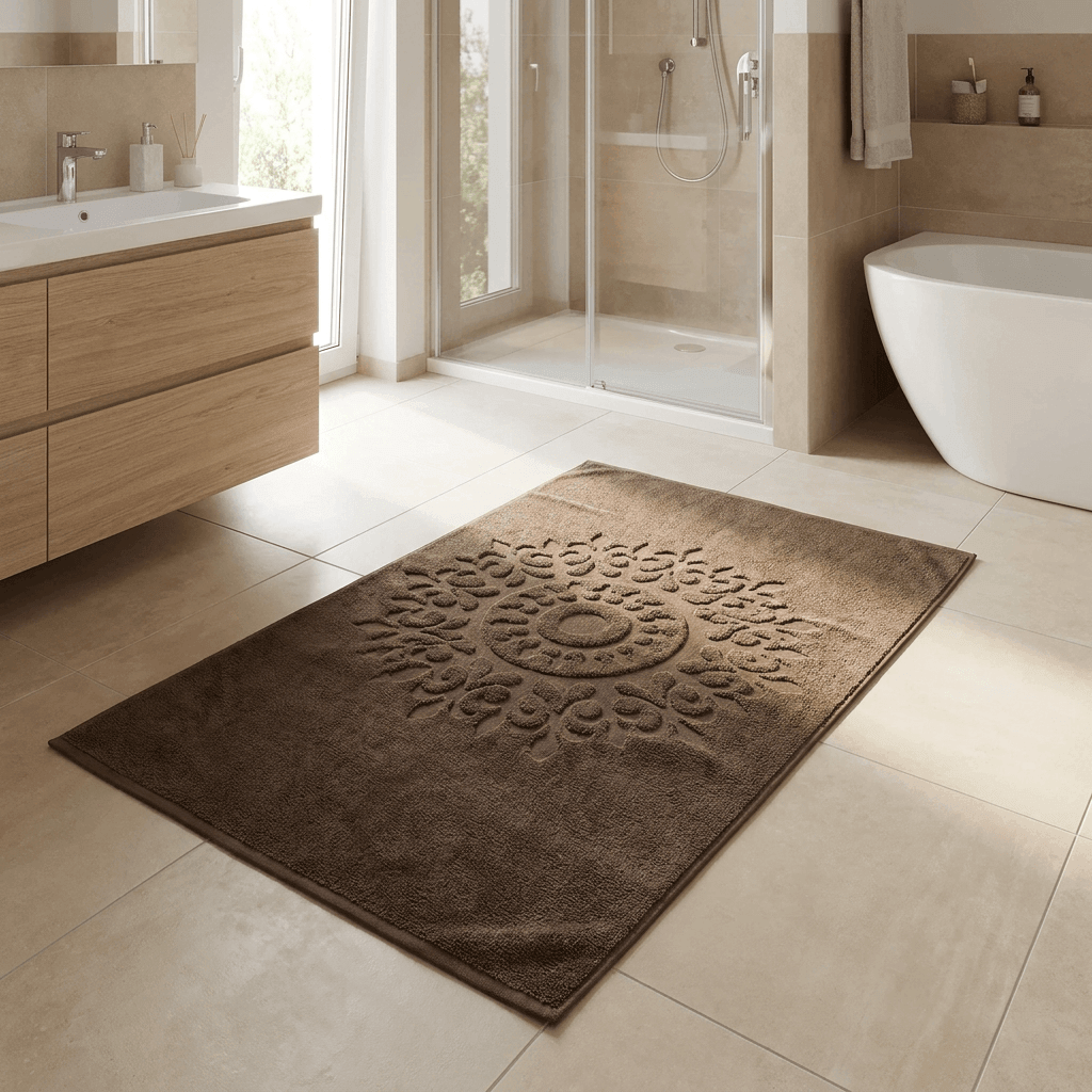 Aquanova Brown Embossed Bath Mat