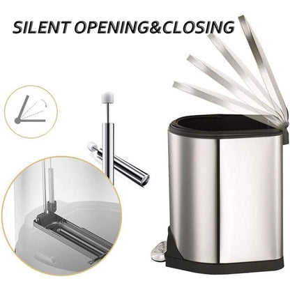 Heavy Duty Rectangular Stainless Steel Trash Can With Lid & Pedal