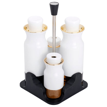 4-Pieces Stainless Steel Salt and Pepper Shakers+Oil and Vinegar Cruets