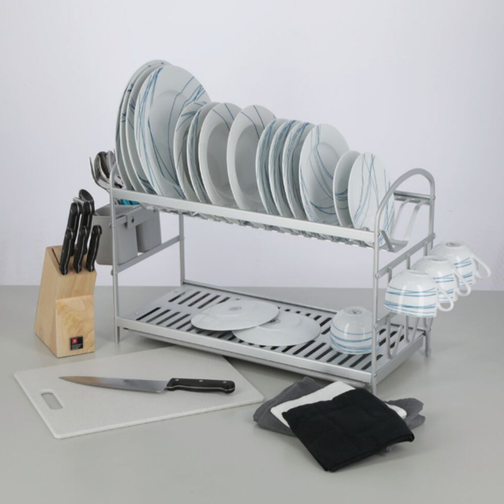 54-cm Aluminum Large 2-Layer Dish Rack