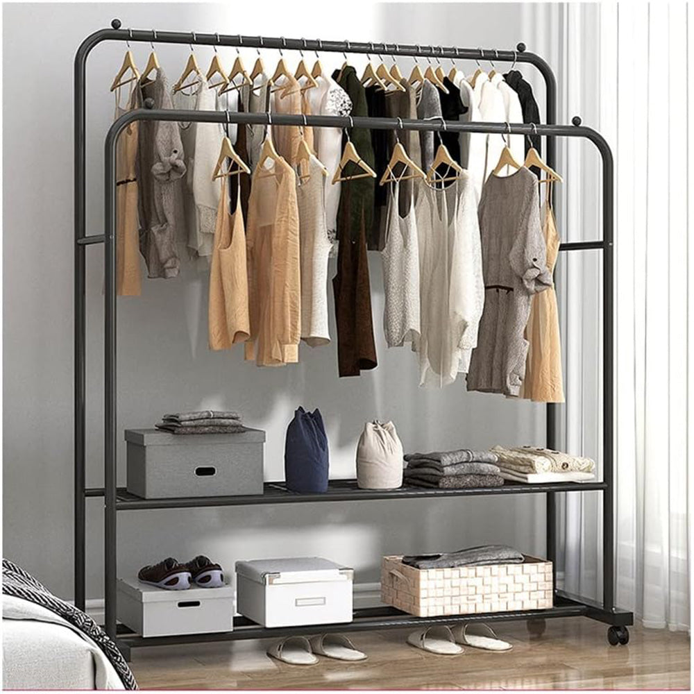 Clothing Hanger Stand, 2 Clothes Rail, 2 Storage shelf