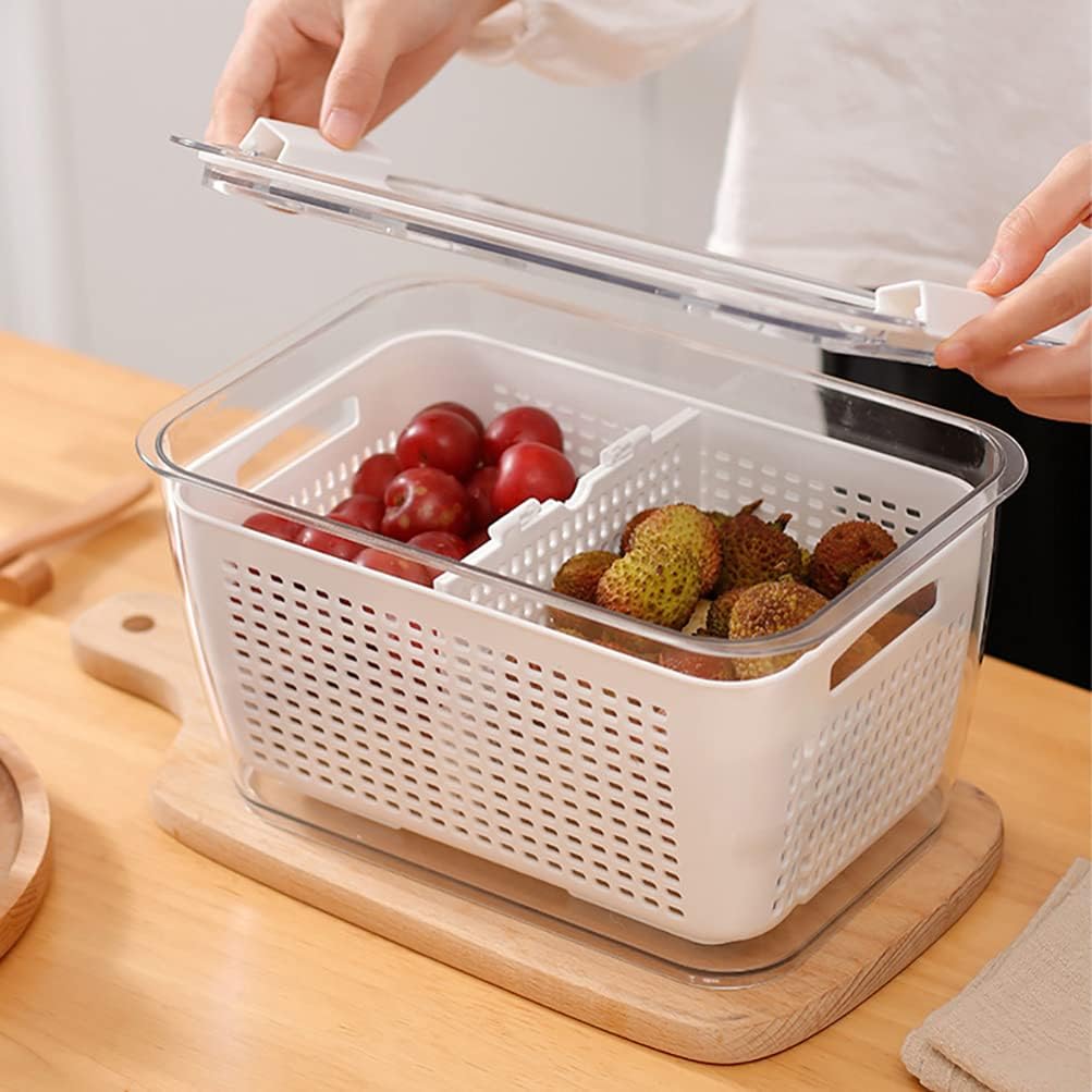 2-Pieces Food Storage Containers Box With Removable Drain Tray