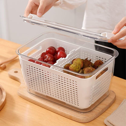 2-Pieces Food Storage Containers Box With Removable Drain Tray