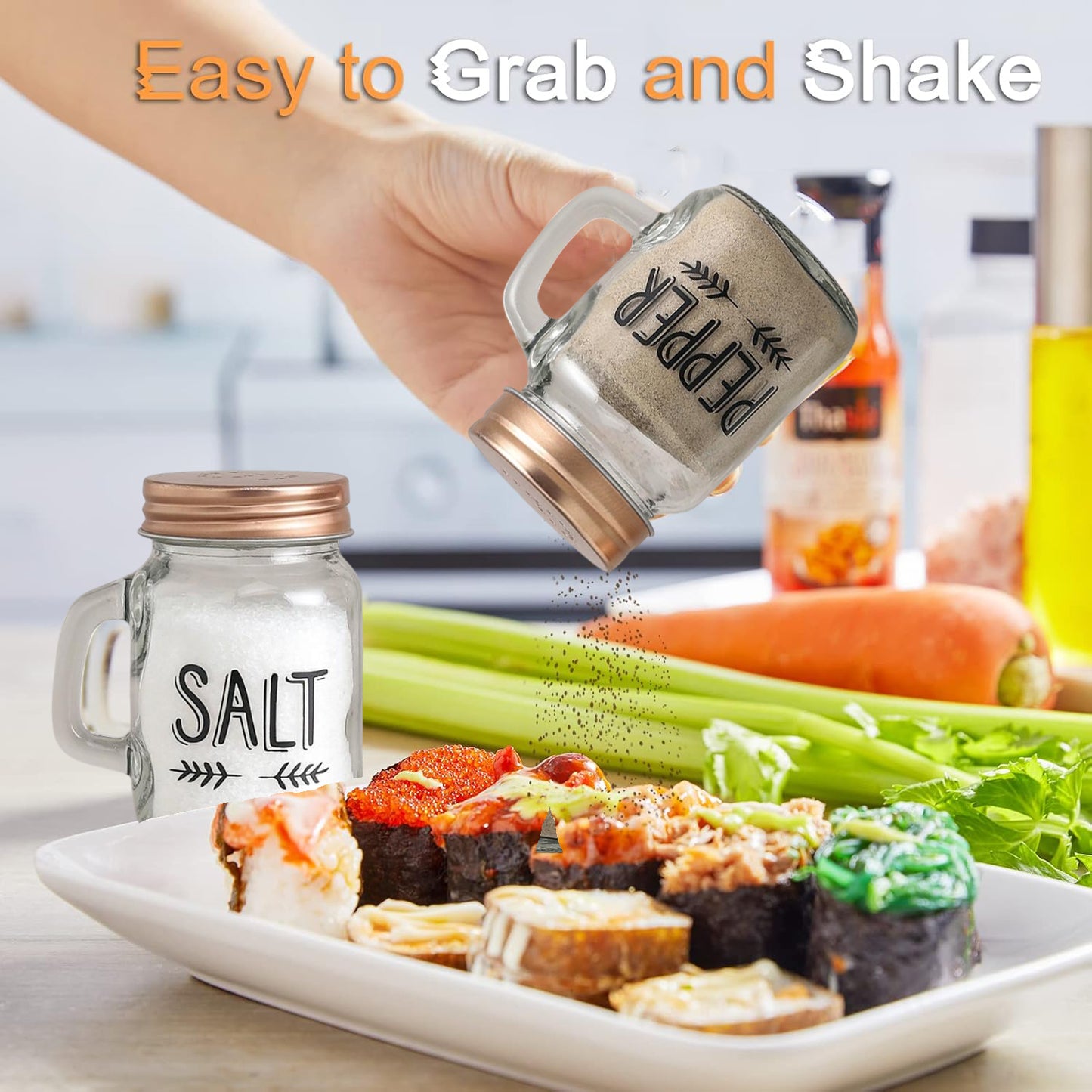 2-Pieces 120ml Clear Glass Salt and Pepper Shakers Set