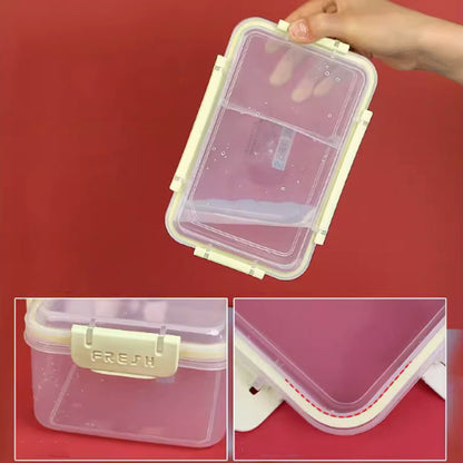 Microwave plastic Food Storage 2 Compartment With Smart Lock Lids 1400ml