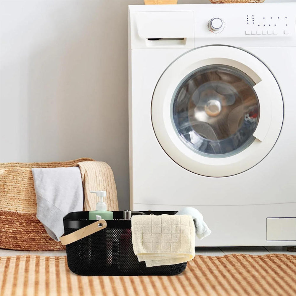 Plastic Mesh Basket Storage with Wooden Handle