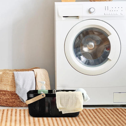 Plastic Mesh Basket Storage with Wooden Handle