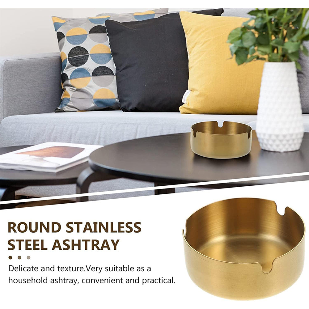 Stainless Steel Cigarette Ashtray Gold – 10 cm HY080-10