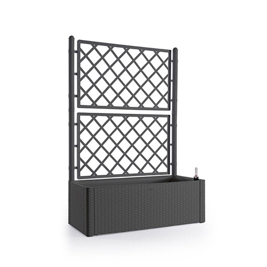 Stefanplast Natural Deluxe rectangular flower box with trellis 100*43*142cm Dark grey