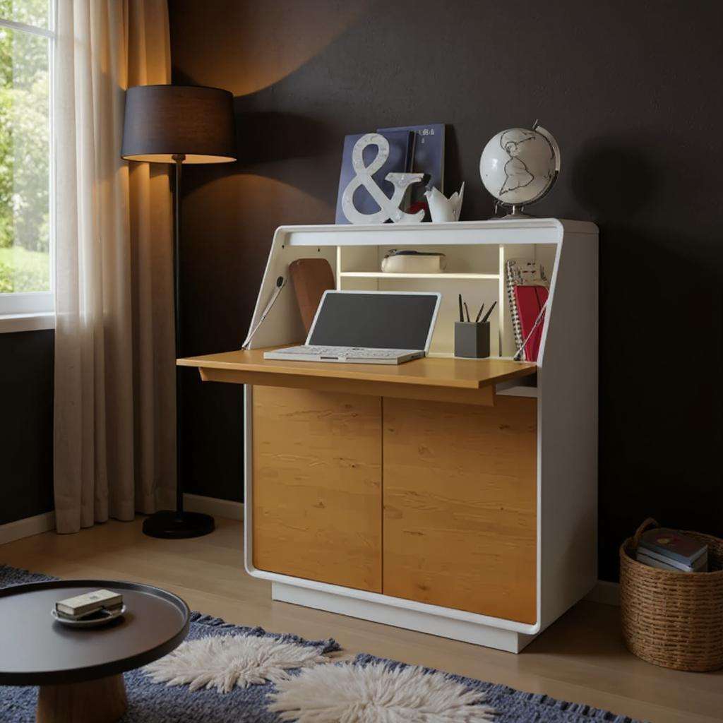 Home24 Morteens Modern Desk – Scandinavian Design with Solid Wood Accents