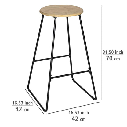 Loft steel bar stool with solid bamboo seat by Wenko