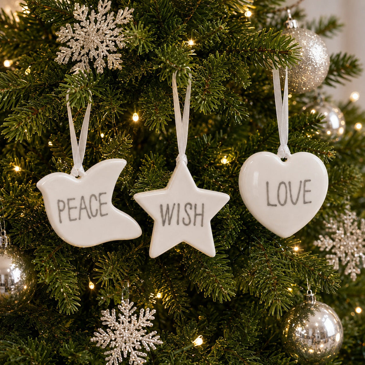 Micasa Ceramic Christmas Ornaments – Set of 3