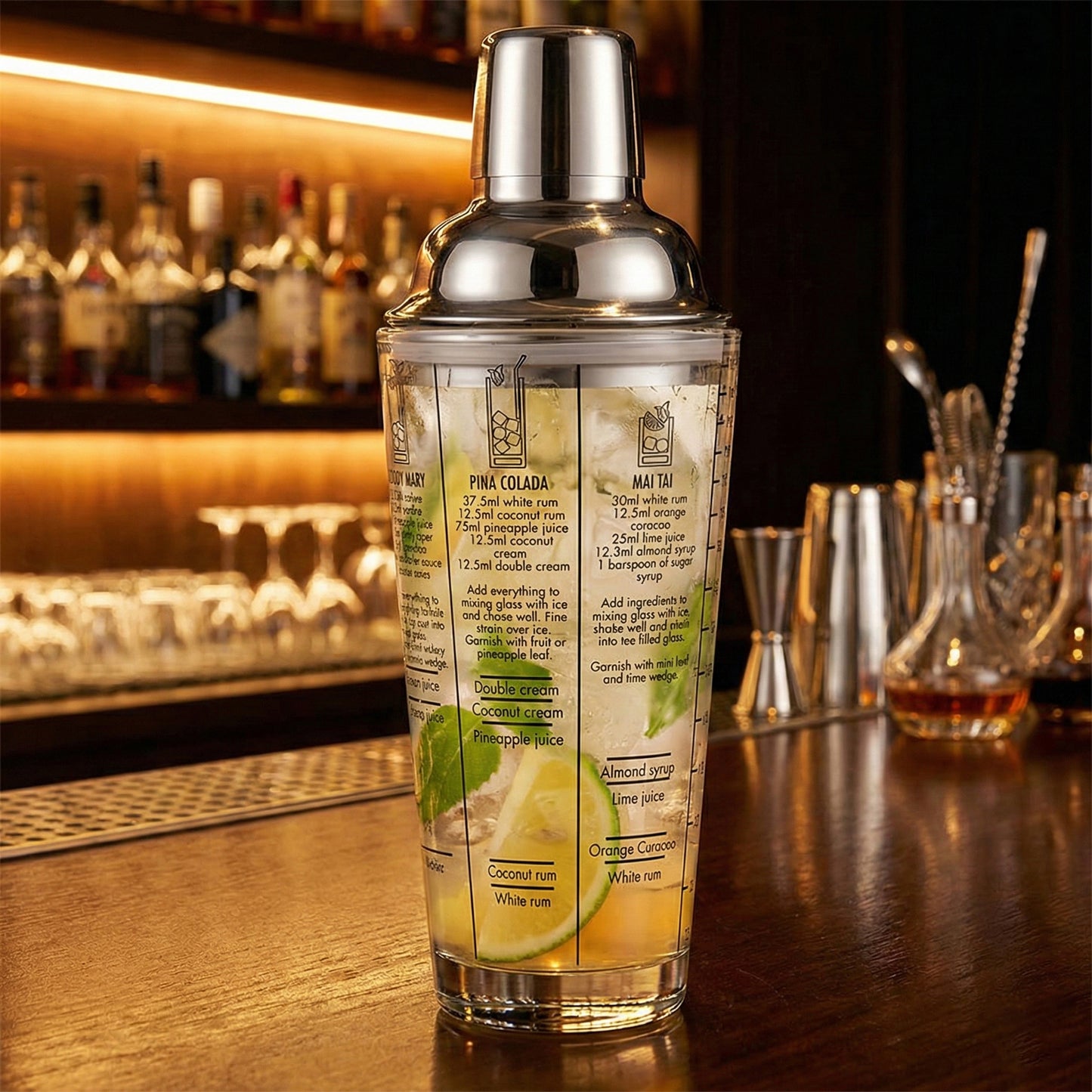 Danny Home Glass with Stainless Steel Cocktail Shaker 450ml