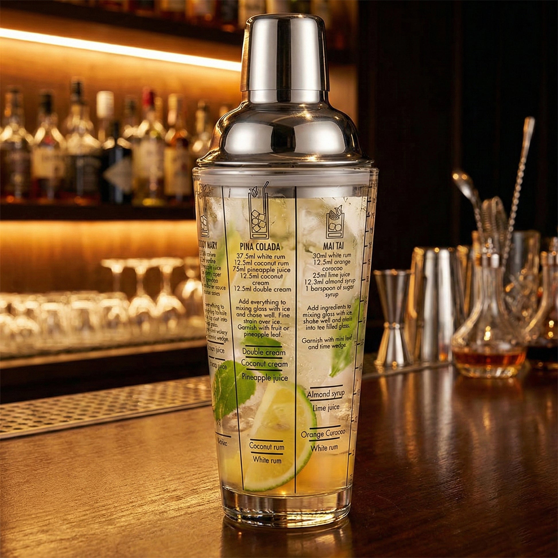 Danny Home Glass with Stainless Steel Cocktail Shaker 450ml