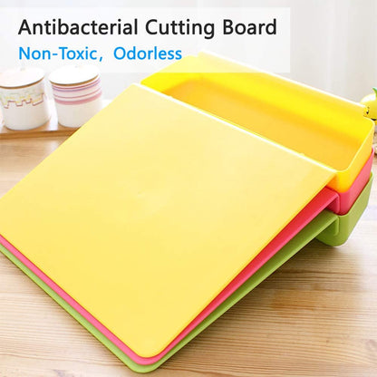 Cutting Chopping Board Set with Food Holder Container Tray