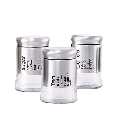 3-Pcs Stainless Steel Glass Seasoning Rack Set – 400ml #CB-TWJ16